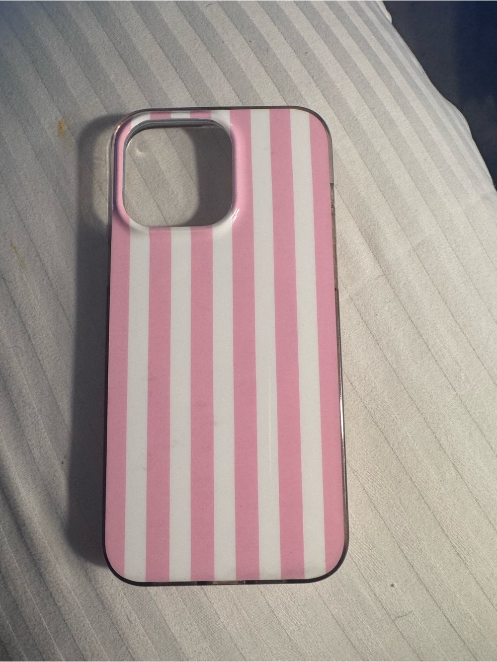 Apple Pink and White Striped iPhone Case